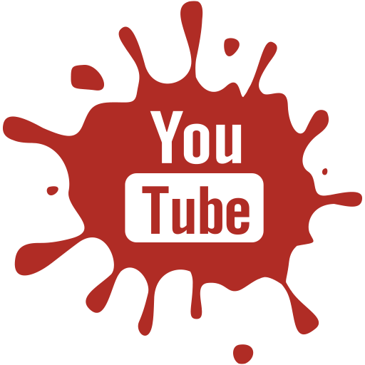 Rotes YouTube-Logo mit Farbspritzern im Hintergrund.